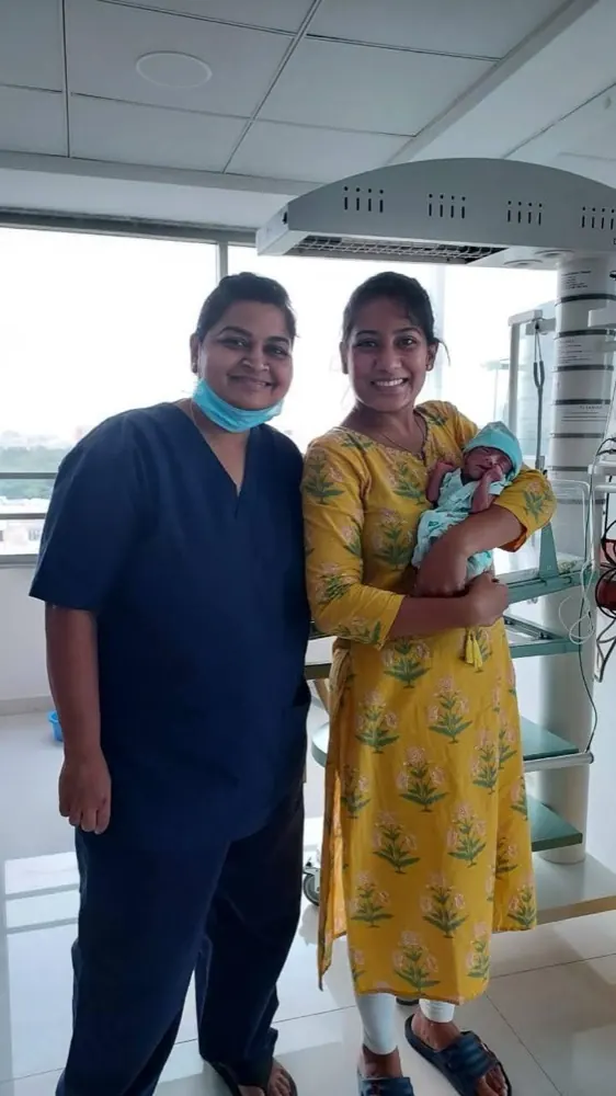 Dr. Jinal Kamdar caring for a newborn at Tathved Children Hospital, Ahmedabad